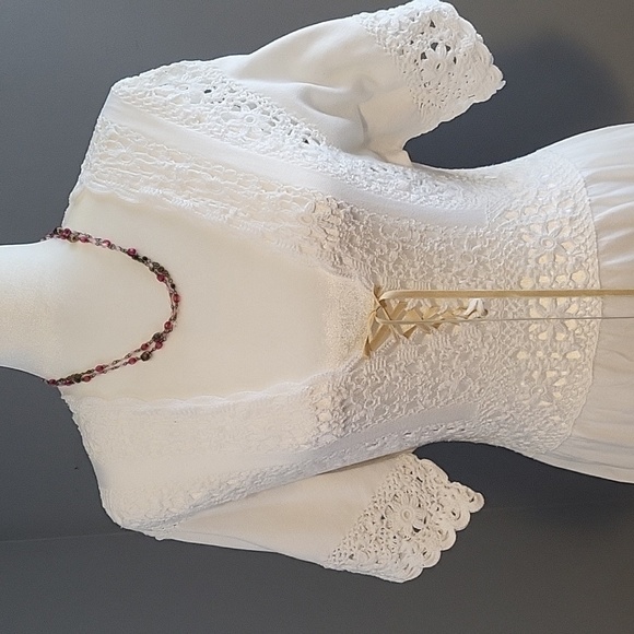 Nanette Lepore White Lace Up Crochet Dress Swimsuit Cover Up - See Sizing Below - Picture 2 of 8